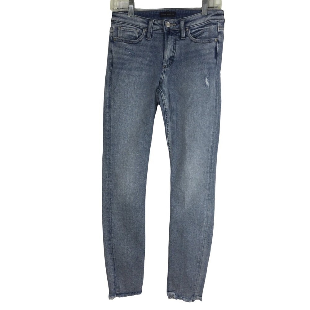 Silver Jeans Co. Most Wanted Frayed Hem Light Wash Skinny Blue Jeans Size 26